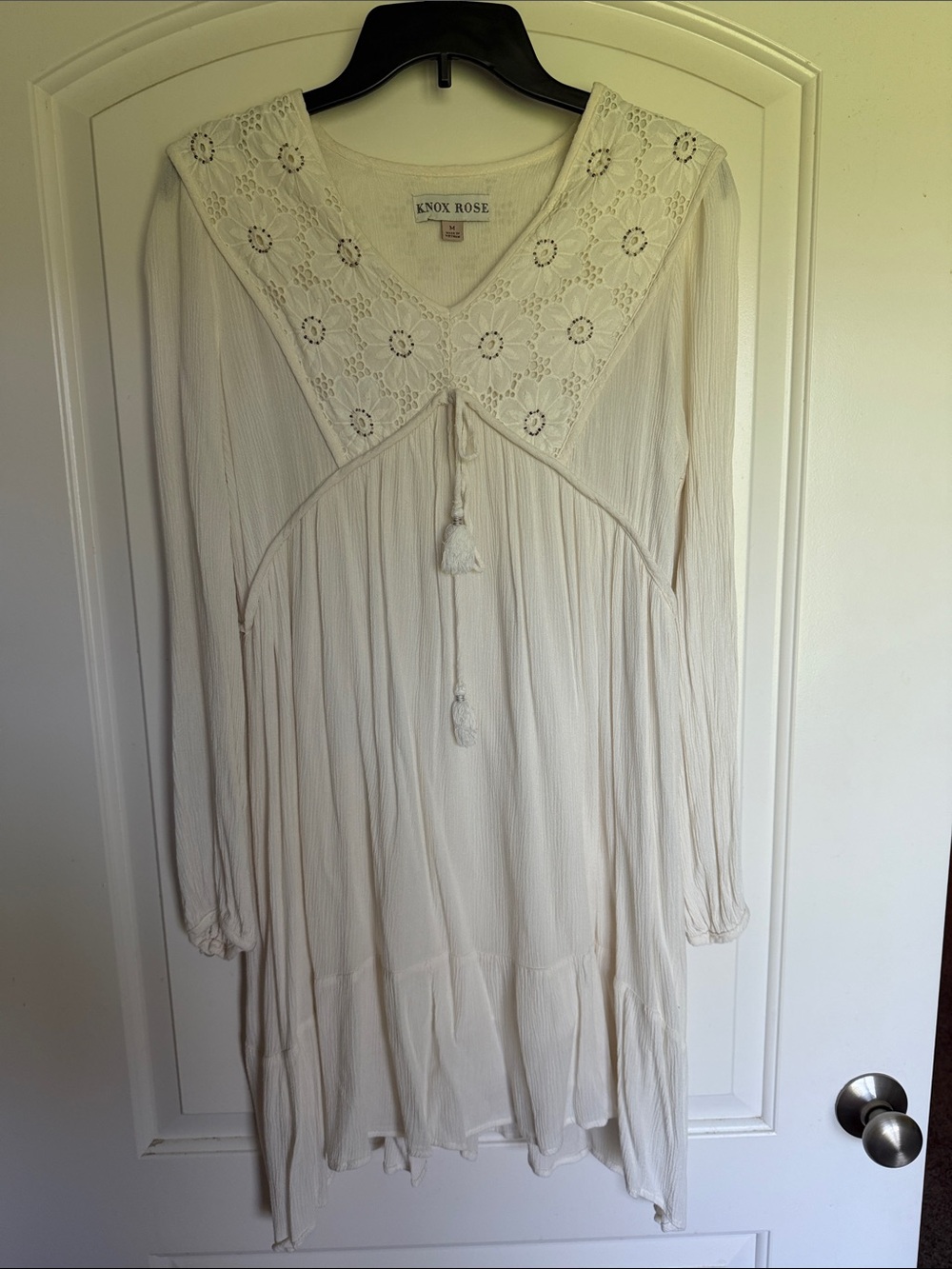 Knox Rose Cream Crochet Peasant Dress